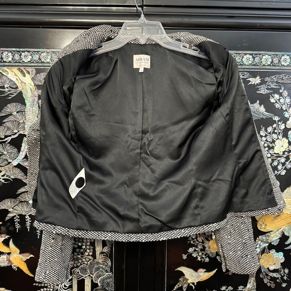 Armani Collezioni Women’s Blazer Wool Tweed Black White Italy Size 4 - Picture 5 of 8